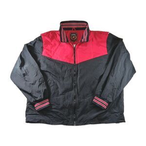 Vintage Rennoc Varsity Rear Vented Windbreaker Jacket Men’s 2XL Red Black Retro